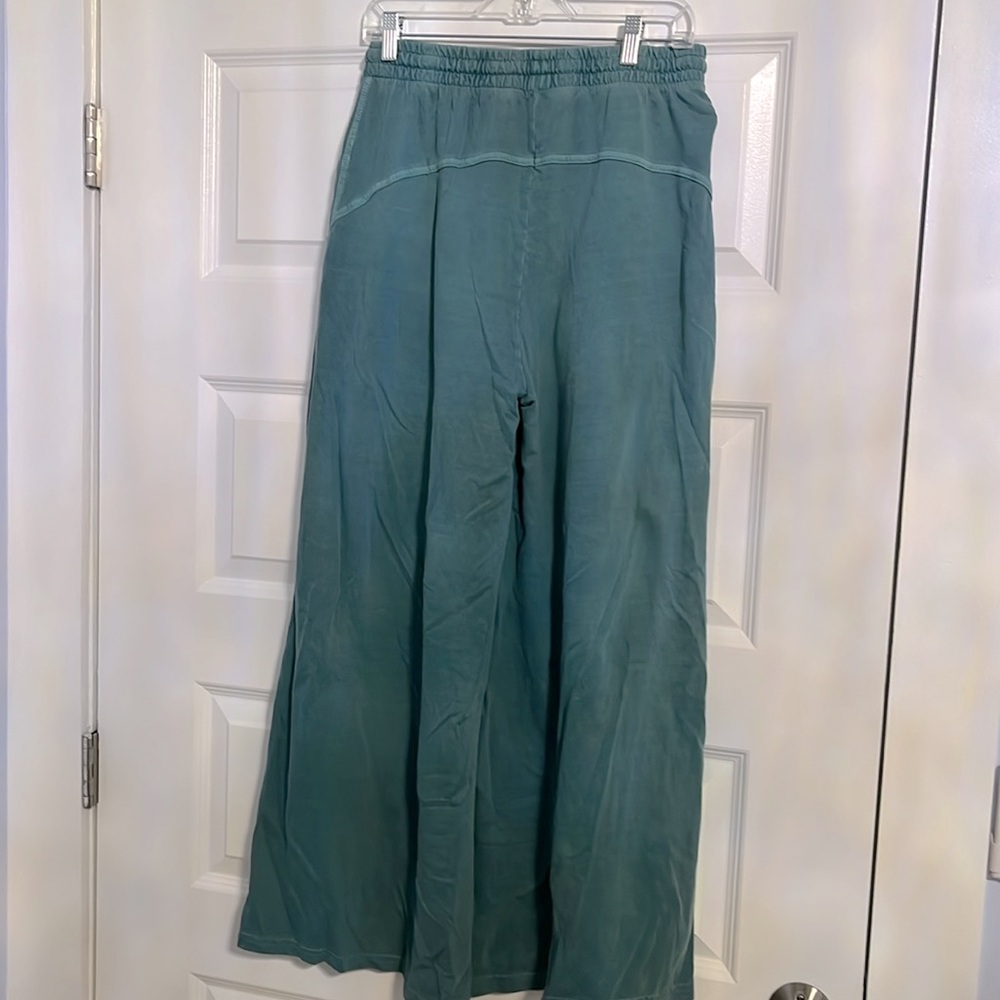 Zenana Women's Wide Leg Teal Pants with Elastic Waist Drawstring - Picture 5 of 7